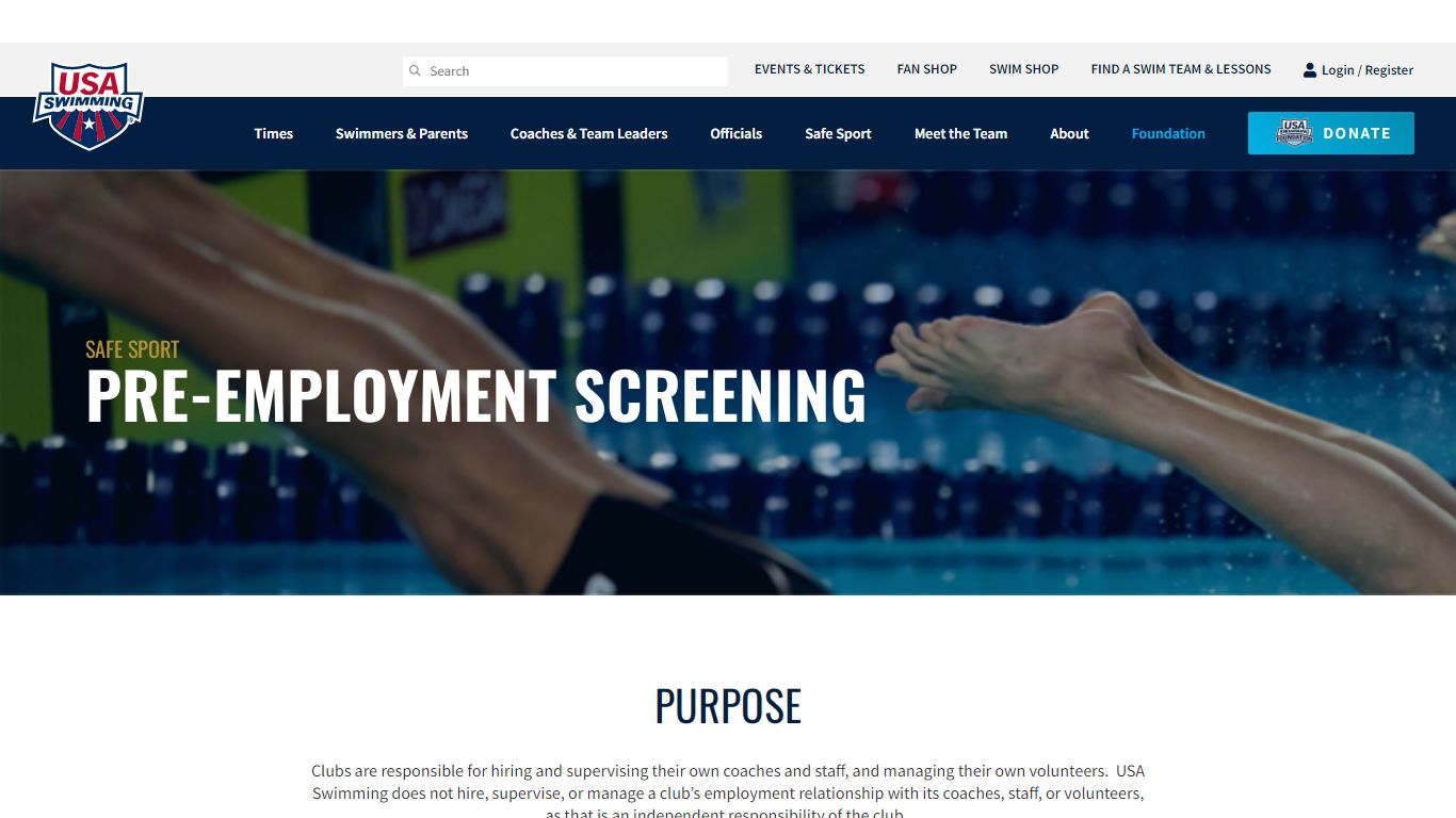 Preemployment Screening - USA Swimming